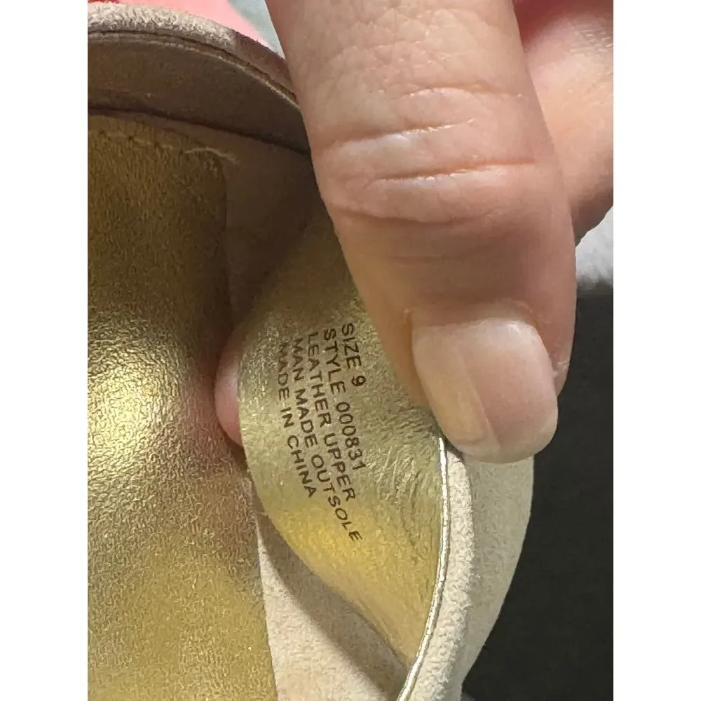 Lilly Pulitzer Hadley Espadrille Wedge Sandals Womens US 9 Beige Pearl Studded